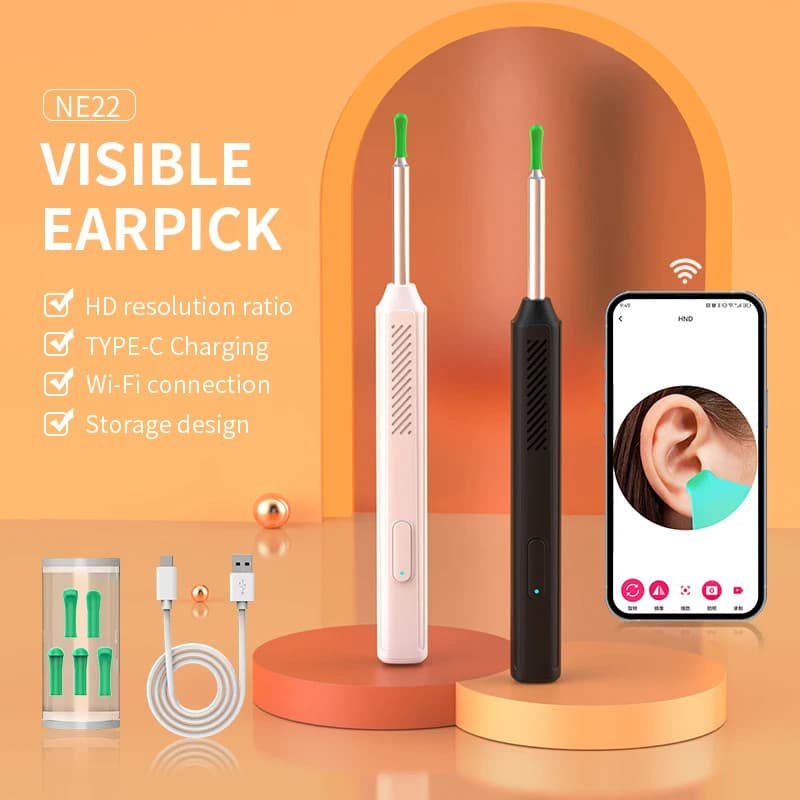 Otoscópio Sem Fio Smart Visual Otoscope Pick Ferramenta De Remoção De Cera De Orelha Com Luz LED Da Câmera Kit De Limpeza Inteligente