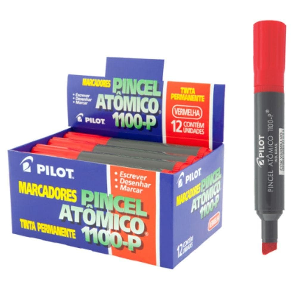 Pincel Atomico 1100-P Caixa com 12 Unidades Vermelho Pilot