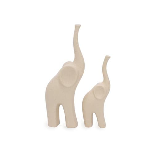 Kit Esculturas Elefantes Em Cerâmica 2 Pçs