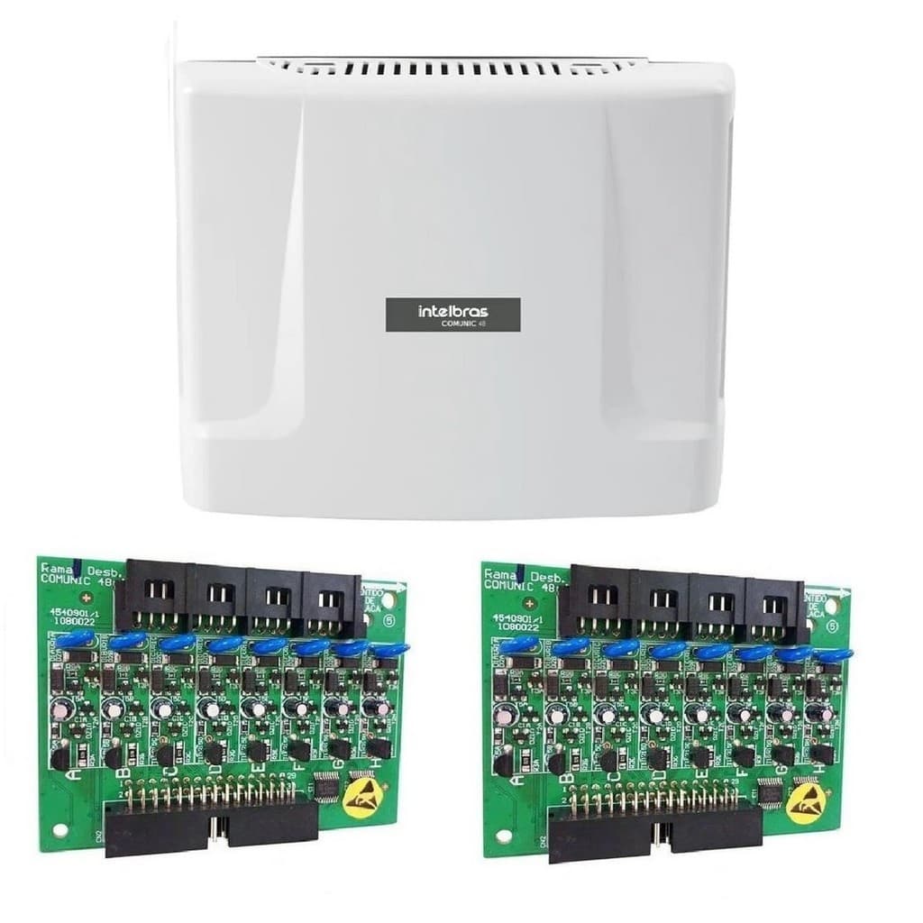 Kit Central de Interfonia Condominial + Placa P/ 16 Ramais - Intelbras Comunic 16