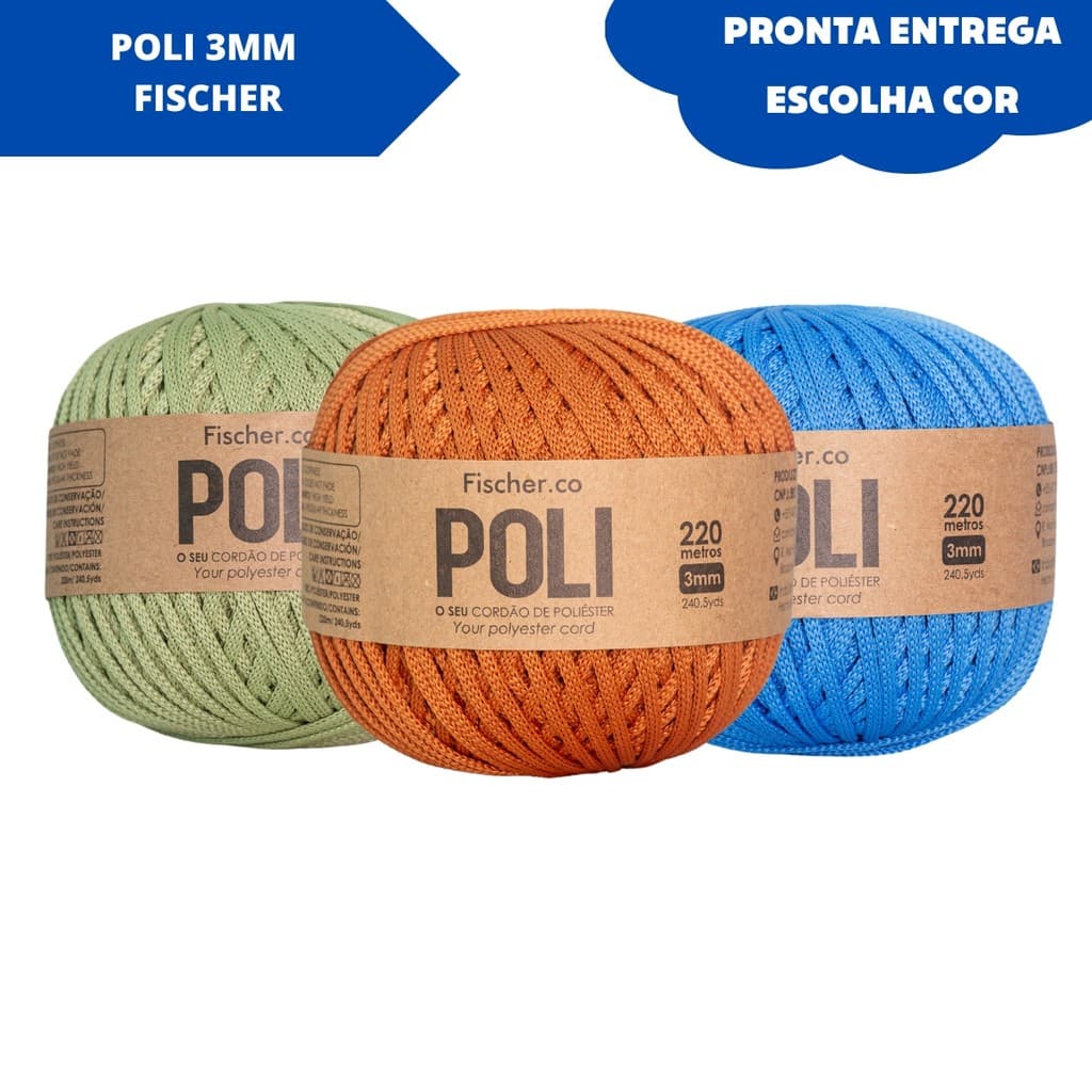 FIO POLI 3MM 220 Metros 100% Poliéster Para Bolsas e Artesanatos