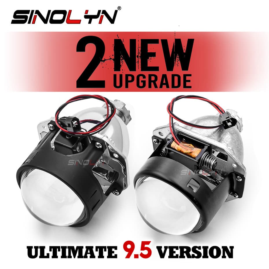 Um Par Sinolyn 9.5 Versão Bi Xenon Lentes De Projetor Para Faróis H4 H7 2.5 " Olhos De Anjo Lâmpadas De Carro Motocicletas Retrofit Uso H1 HID