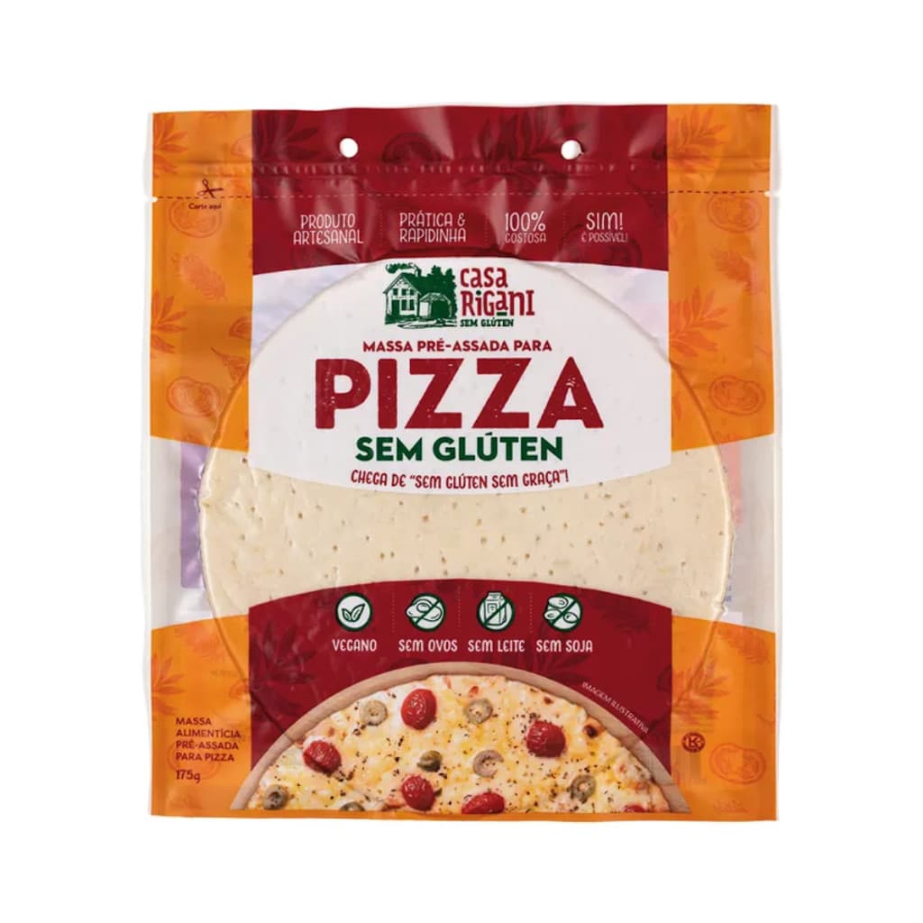 Massa Pre-Assada para Pizza Sem Gluten 175g - Casa Rigani