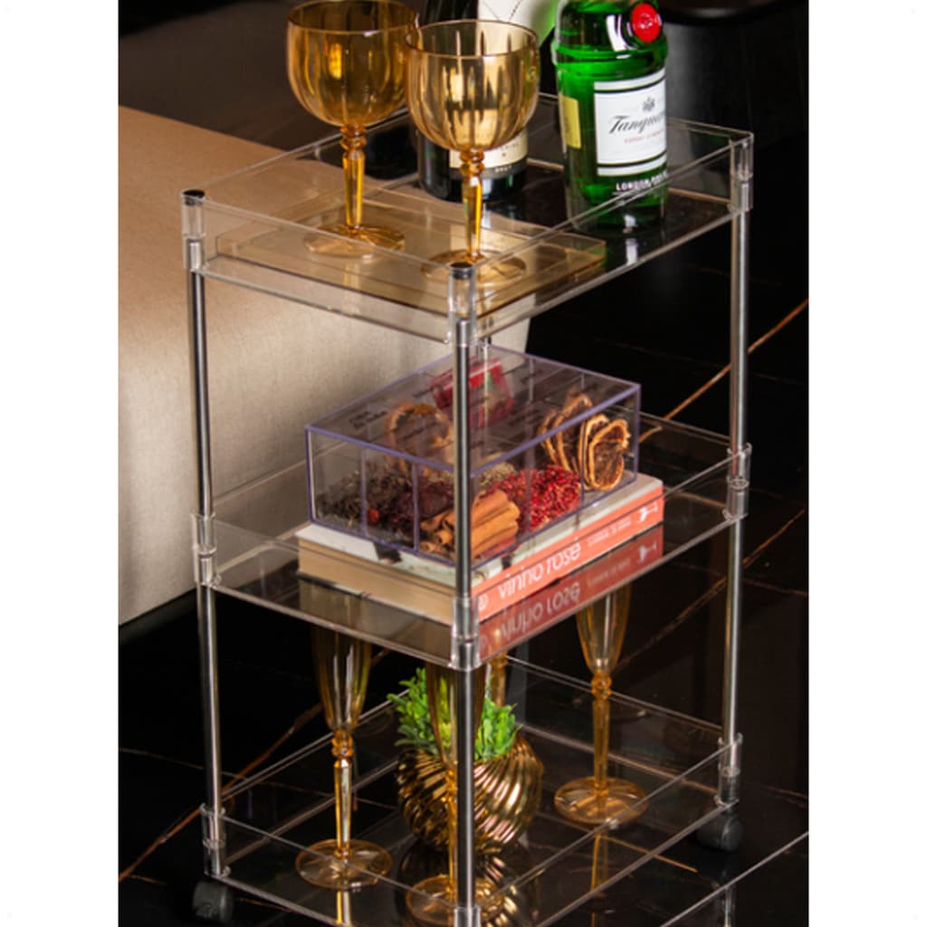 Organizador Cozinha Sala Triplo Com Rodízio 38X28X76CM Fruteira de Chão Cesto Banheiro 3 andares