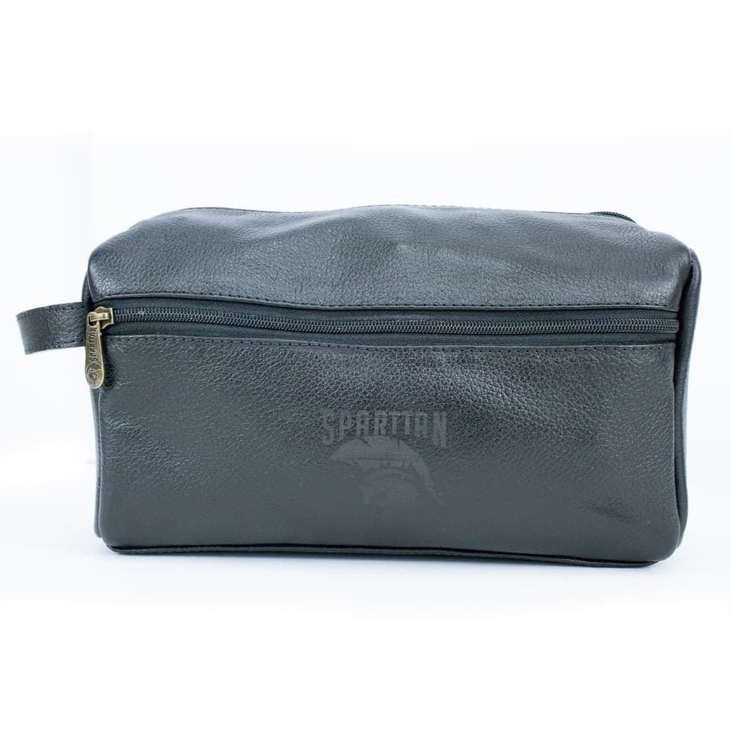 Bolsa Necessaire Masculina com 2 Bolsos em Ziper de Couro Premium
