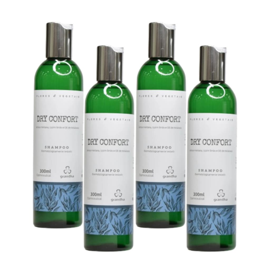 04 Shampoo Dry Confort Flores E Vegetais 300ml -Terapia capilar para combate à oleosidade excessiva.