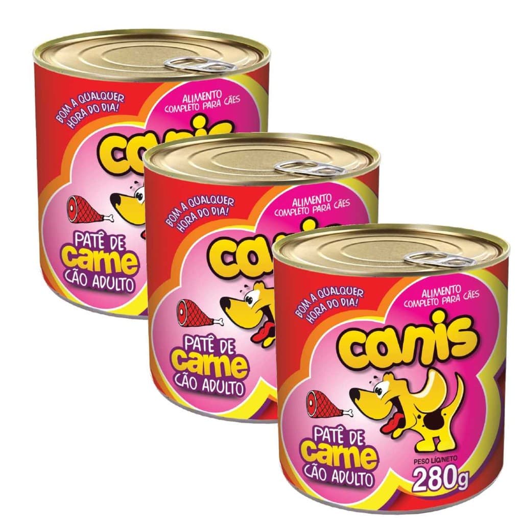 Ração Sache Para Cachorro Canis Adulto Carne 280gr Kit 3un