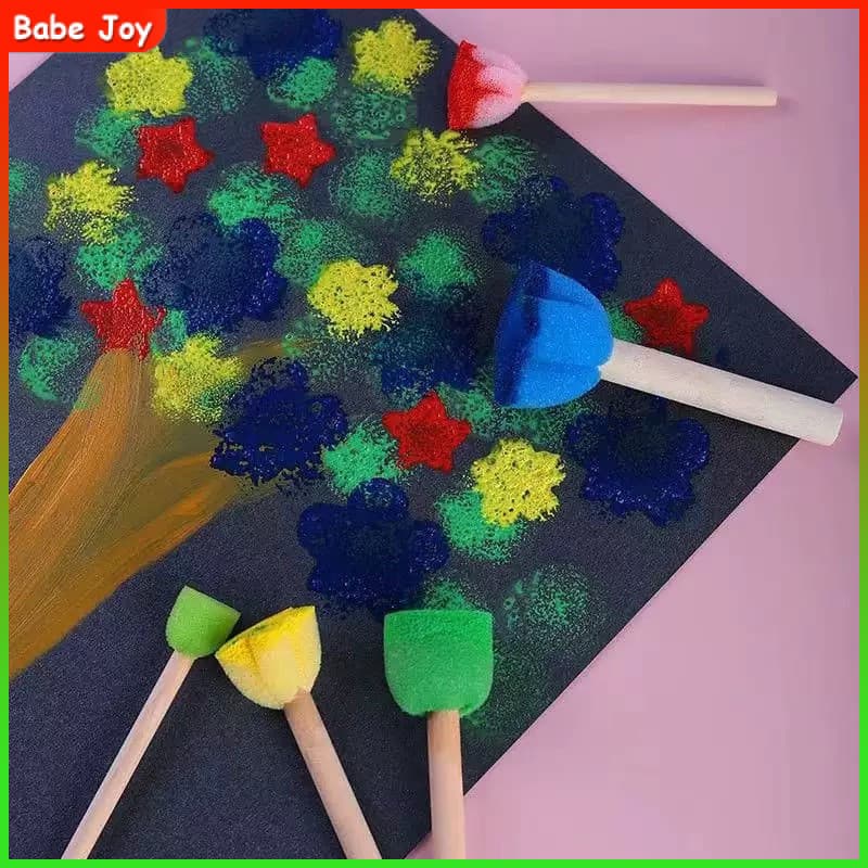 24 Pincel de Esponja para Pintura Infantil Conjunto de Pintura de Arte Carimbo Pincel Espuma Kit