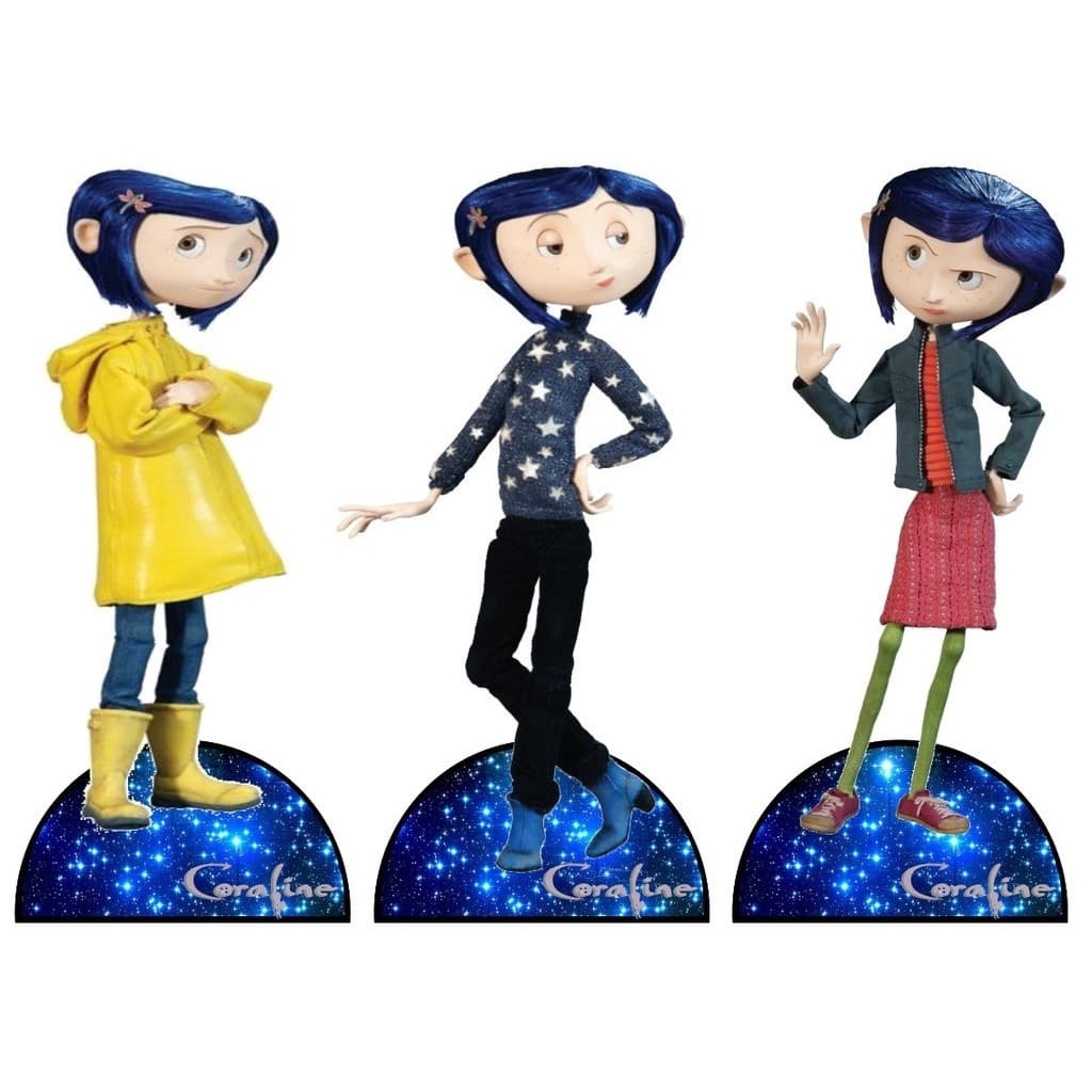 coraline kit decoração de festa infantil 5 display de mesa 20cm