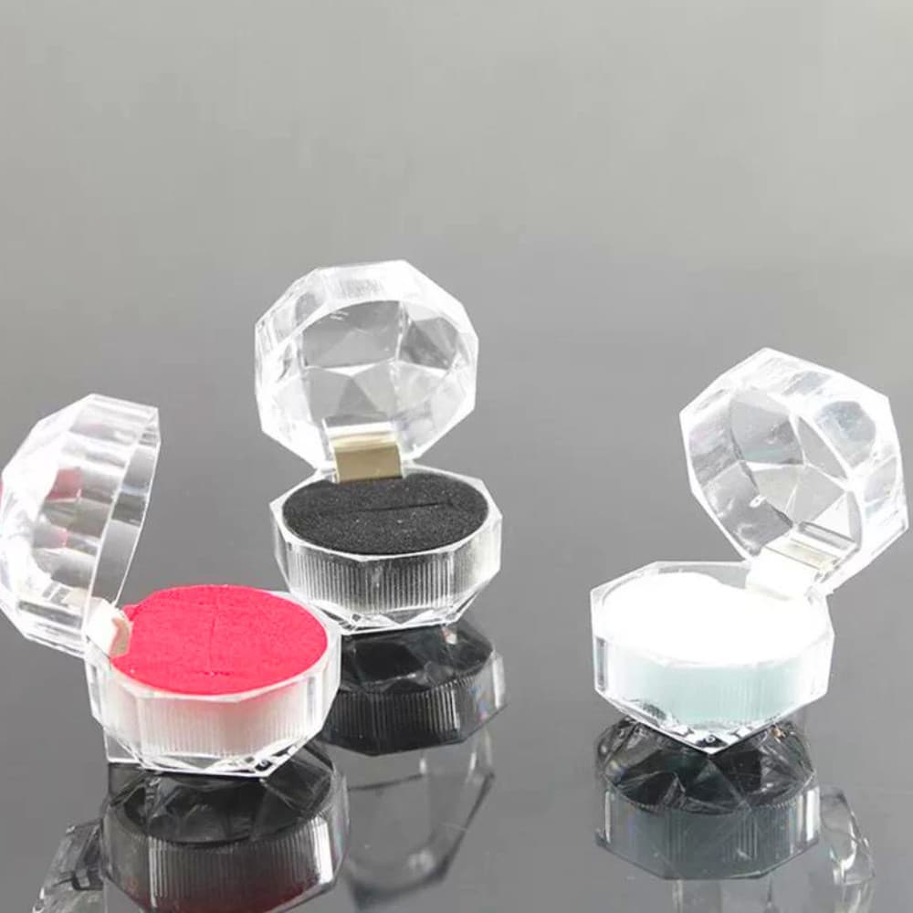 Kit 3 Caixinha Porta Anel Estojo Porta Joia Acrílico Cristal