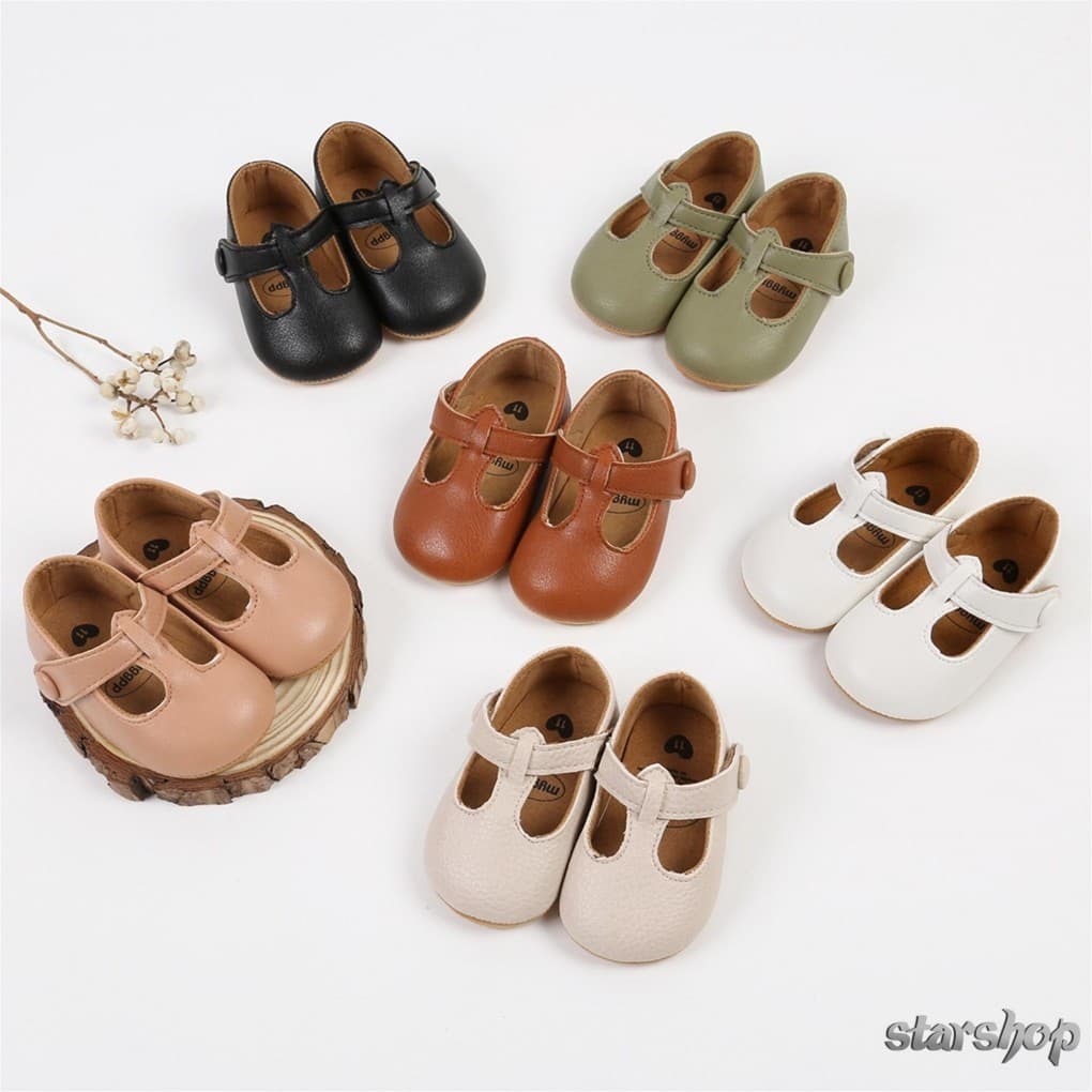 Starshop-Baby Girl Premium PU Flats Infant First Walker Sapatos De Berço Para Festa Ducha De Bebê
