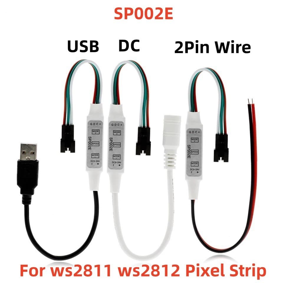 DC5-24V SP002E Controle De Pixel Led Mini 3 Teclas USB/DC Plugue Para WS2811 WS2812B Fita De Cor Mágica Endereçável