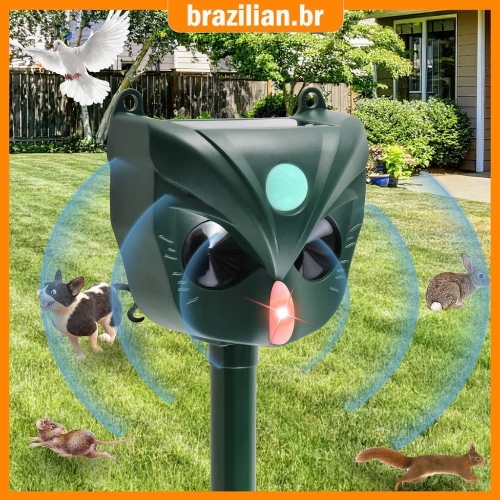 Dissuasor Ultra-Sônico De Gatos 5 Modos De Sensibilidade Repelente Solar 1800mAh Dispositivo Recarregável À Prova D'água SHOPCYC6966