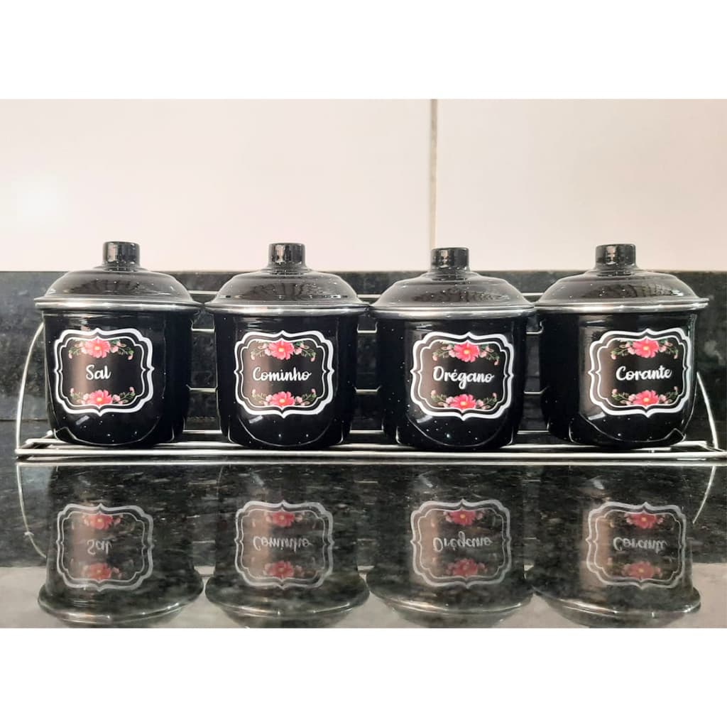 Porta Temperos Condimentos de Alumínio Cozinha 5 Peças Potes para Tempero
