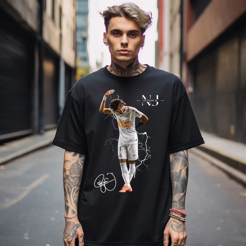 Camiseta Ney Junior Santos 100% Algodão font t-shirt