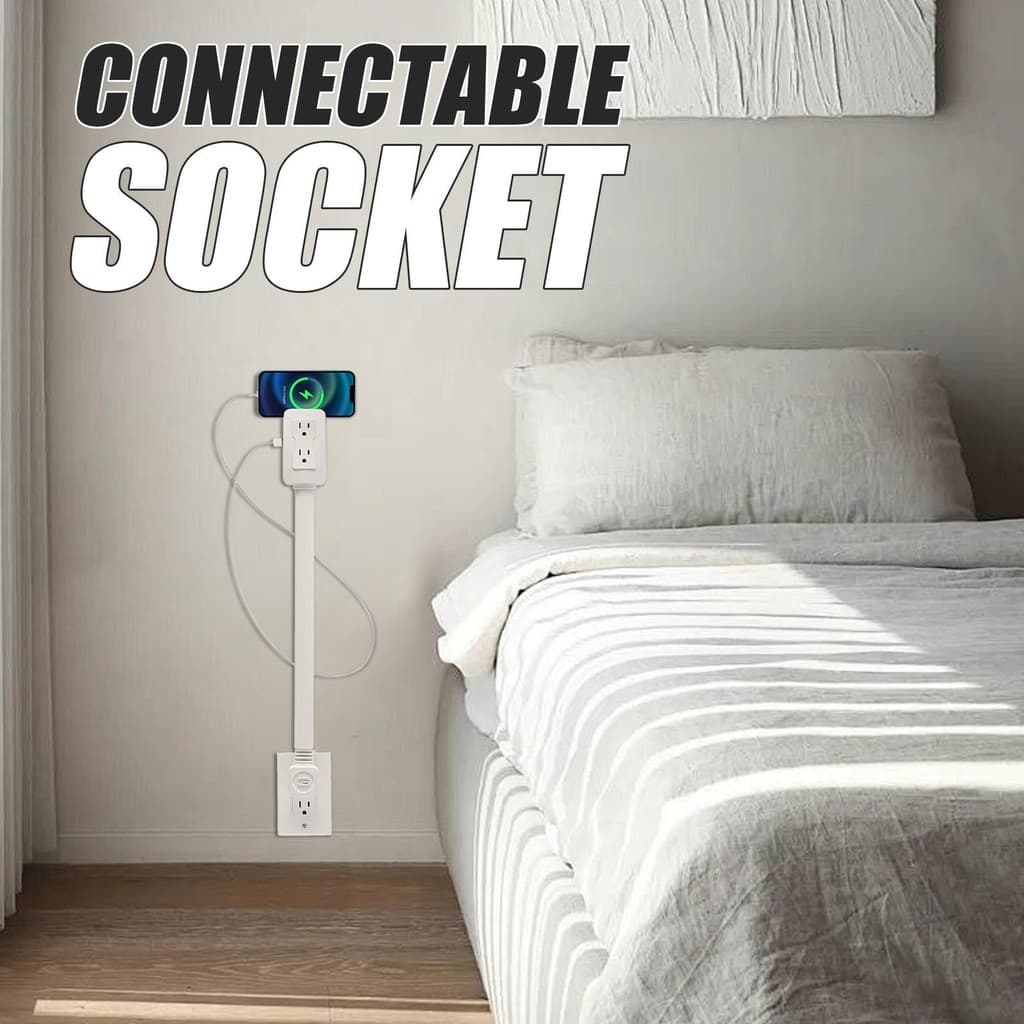 Extensor De Tomada Telescópico , Para Tomadas Difíceis De Alcance , Duas Portas USB , Adaptador De Extensão Atrás Dos So