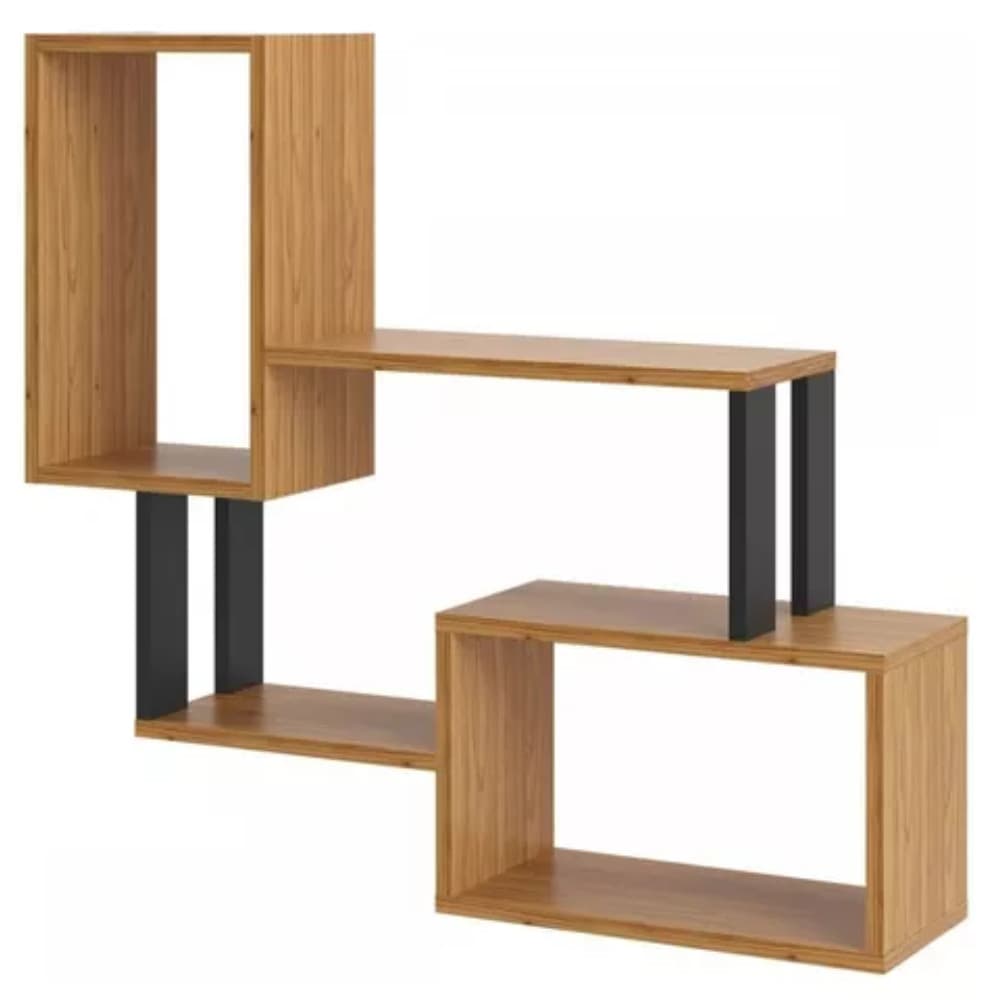 Nicho Industrial com 2 Nichos F25 JPF Pradel 100% MDF Freijó/Preto Fosco e 2 Prateleiras – Estilo e Funcionalidade