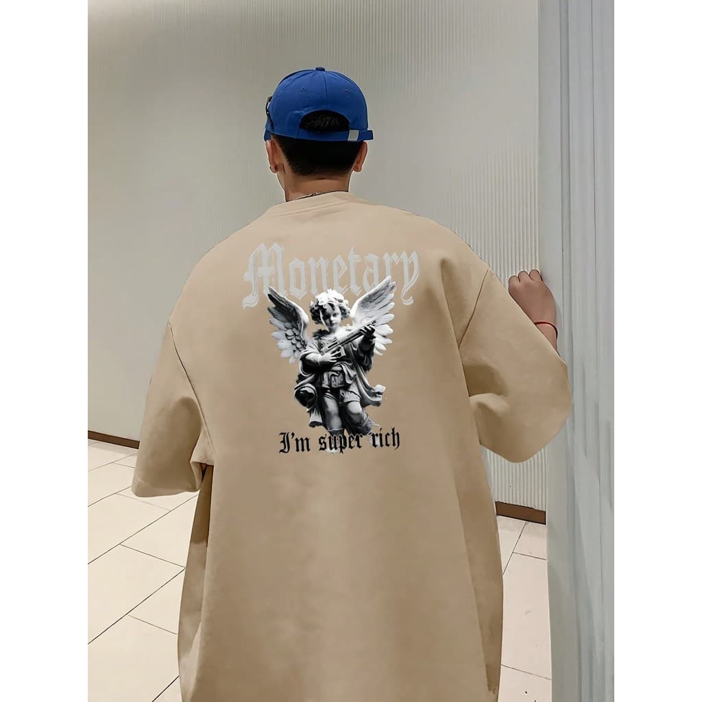 Camiseta Masculina anjo arpa Streetwear T-Shirt Camisa Premium 100% Algodão
