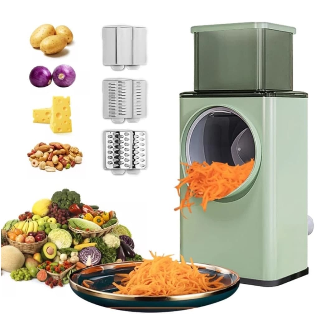 Ralador de Queijo Fatiador Legumes Cortador Vegetais Manual 3 em 1 Multiuso Cozinha Giratorio Manivela Multifuncional