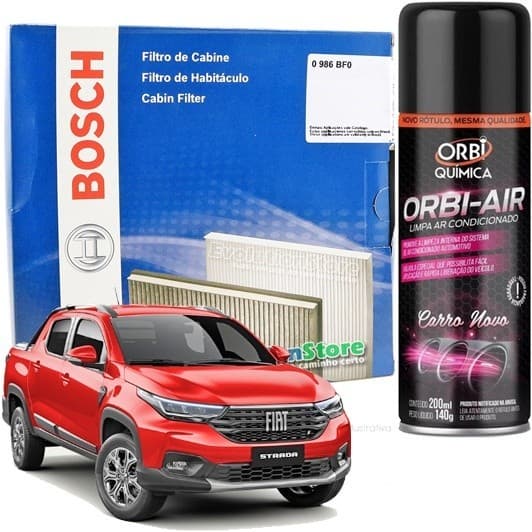 Filtro De Cabine Ar Condicionado Nova Fiat Strada + Spray Higienizador| Bosch 0986BF0596