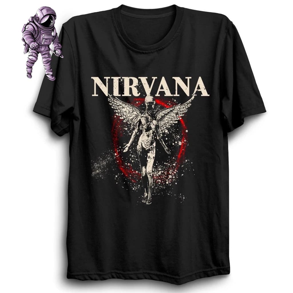 Camisa Nirvana - Camiseta de Banda de Rock N Roll Unissex 100% Algodão