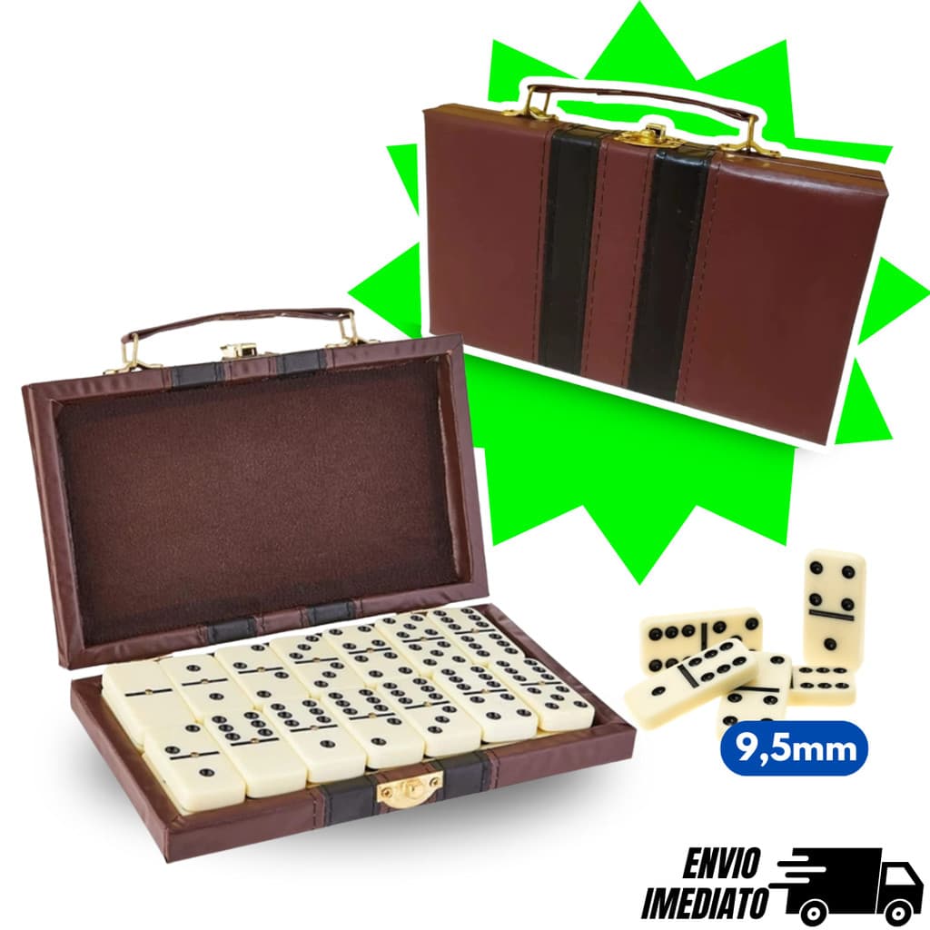 Kit Dominó Maleta Tipo Osso 9mm Premium Jogos Divertido