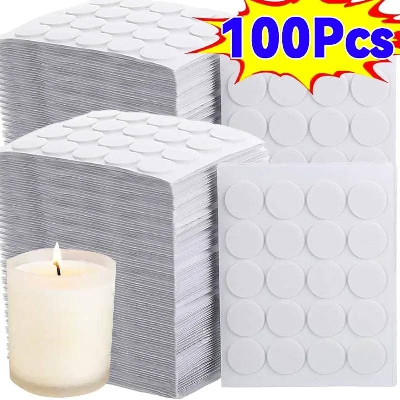 [New] Adesivos De Dupla Face De Resistência Ao Calor-Pavio Branco De 100Pcs 15mm-Suprimentos Para Fabricação De Velas De Bricolagem-Suporte De Base Fixa-Fácil De Usar