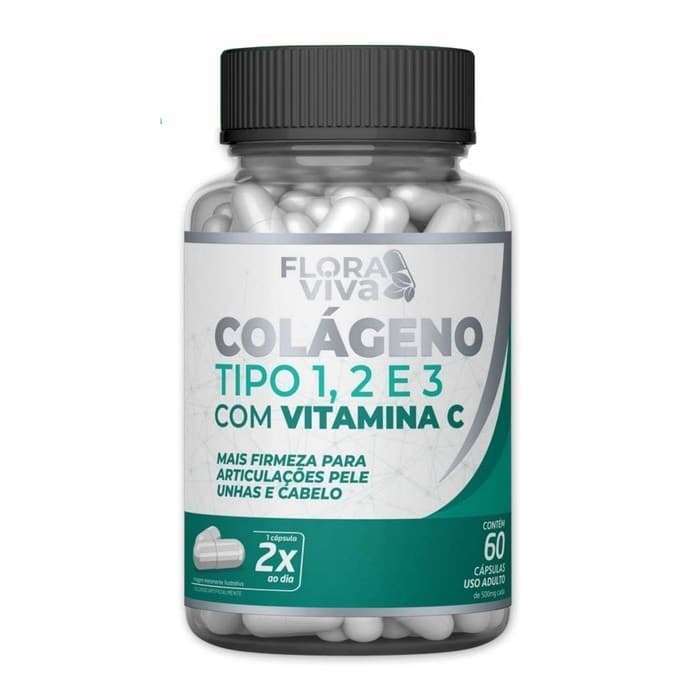 Colágeno Tipo 1 2 3 + Vitamina C 120 Caps Original 500mg