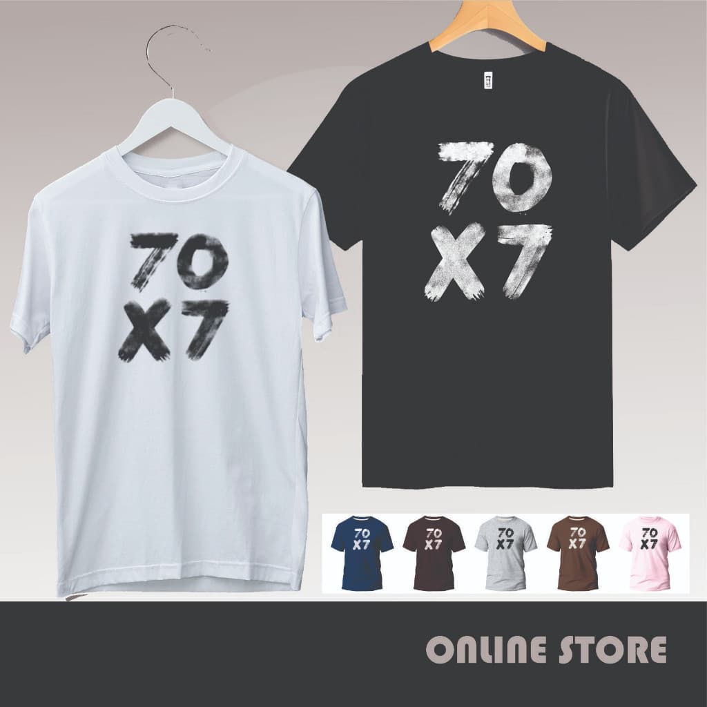 Camiseta 70x7 Unisex Camisa Gospel Evangélica Verso Bíblico Perdão