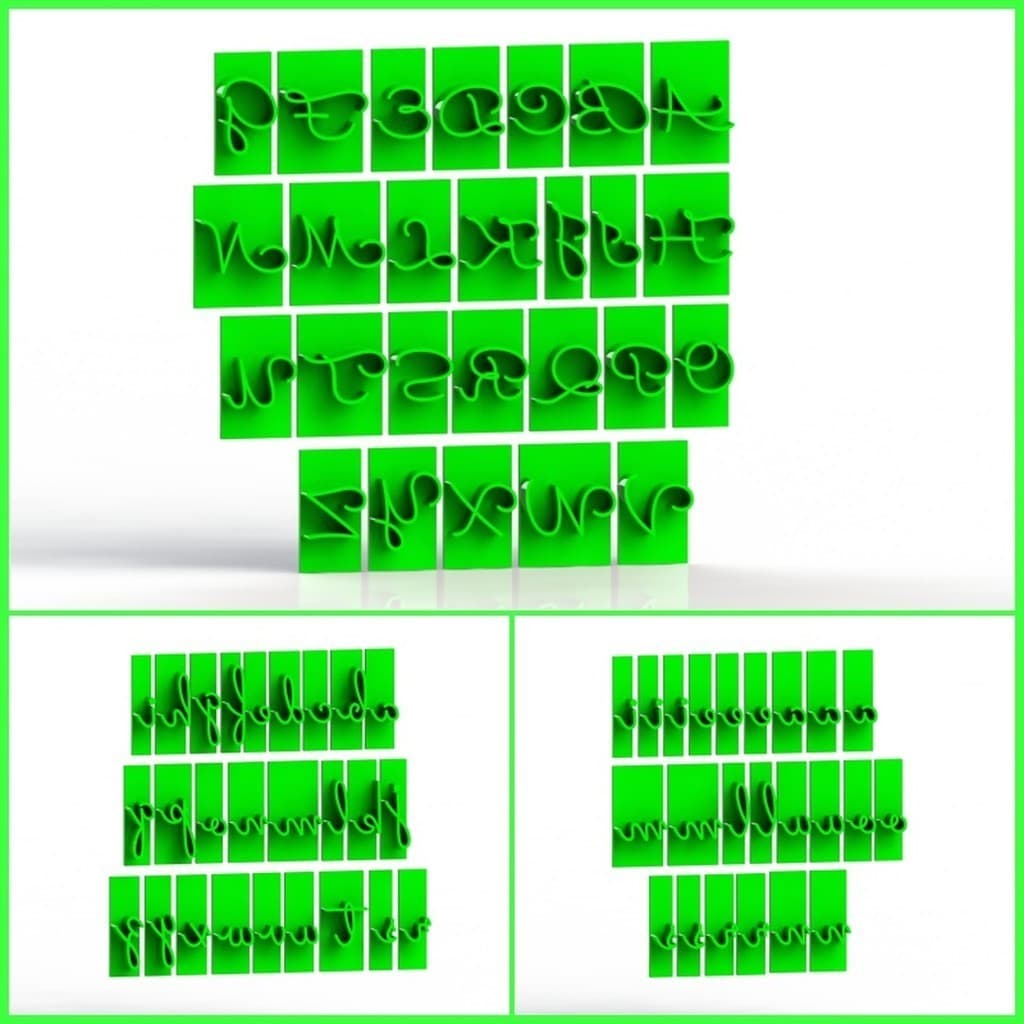Marcador Alfabeto Letras Cursivas Régua Mod 1