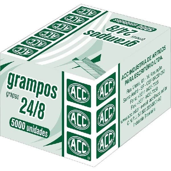 Grampo para Grampeador 24/8 Galvanizados 5000 Grampos - Acc