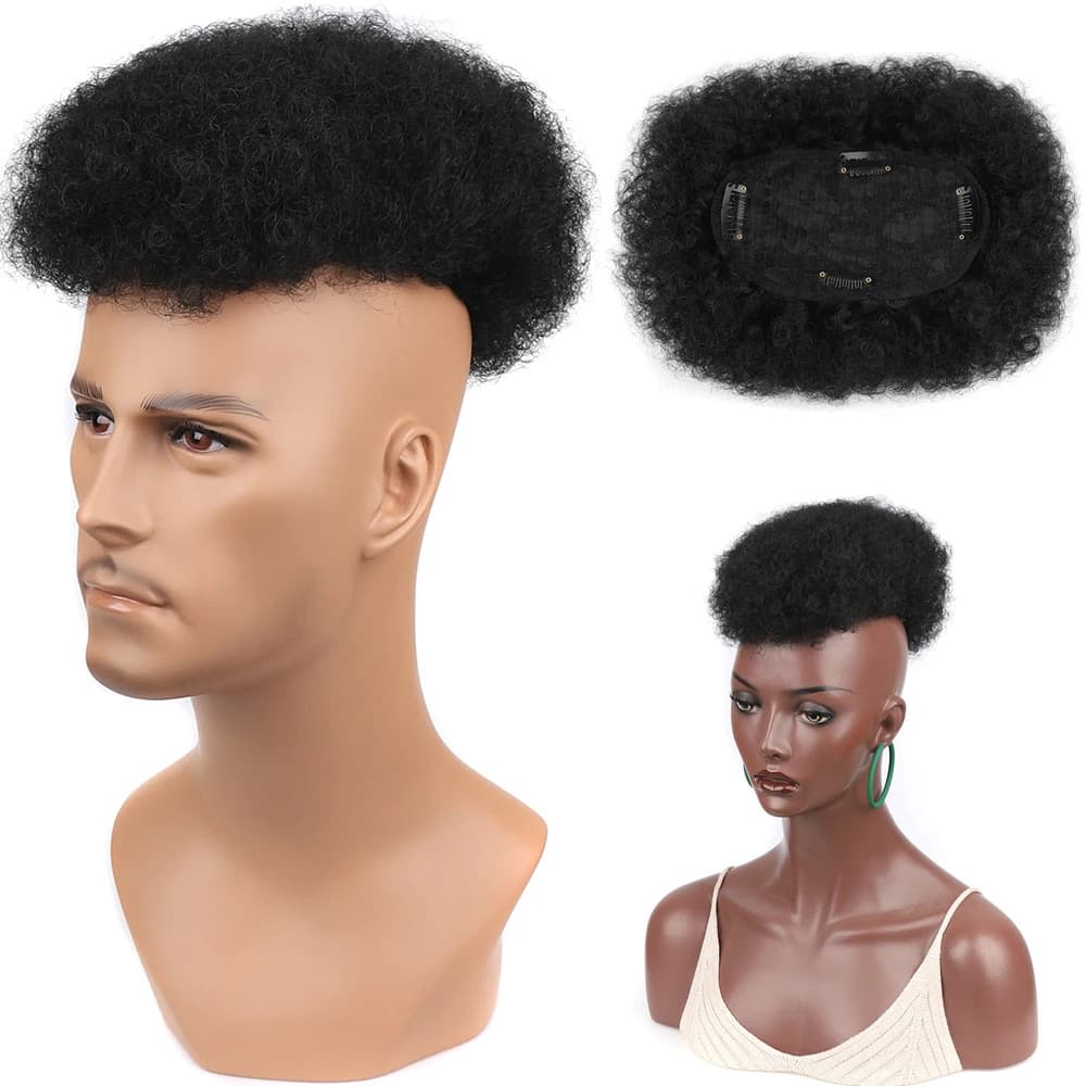 Perucas Afro Kinky Curly Toupee Wigs Sintéticas High Puff Short Mohawk Topper Clip Em Peça De Extensão De Cabelo Para Mulheres Homens