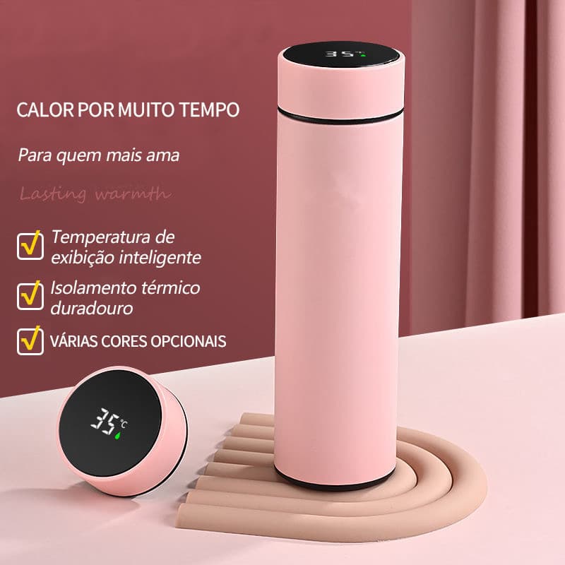 Garrafa Térmica Inteligente Sensor De Temperatura Digital Led Café Água Quente Gelado