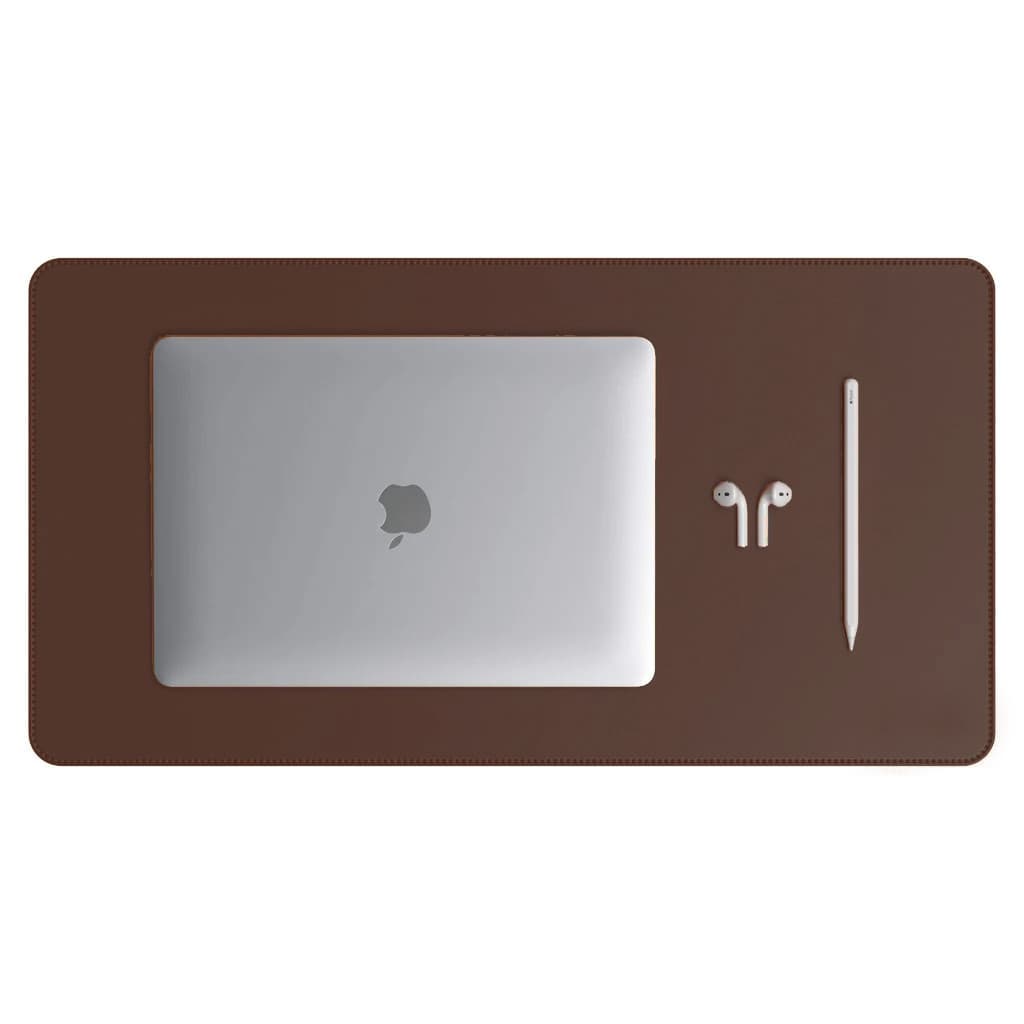 Mouse Pad Grande Couro Sintético Marrom Premium