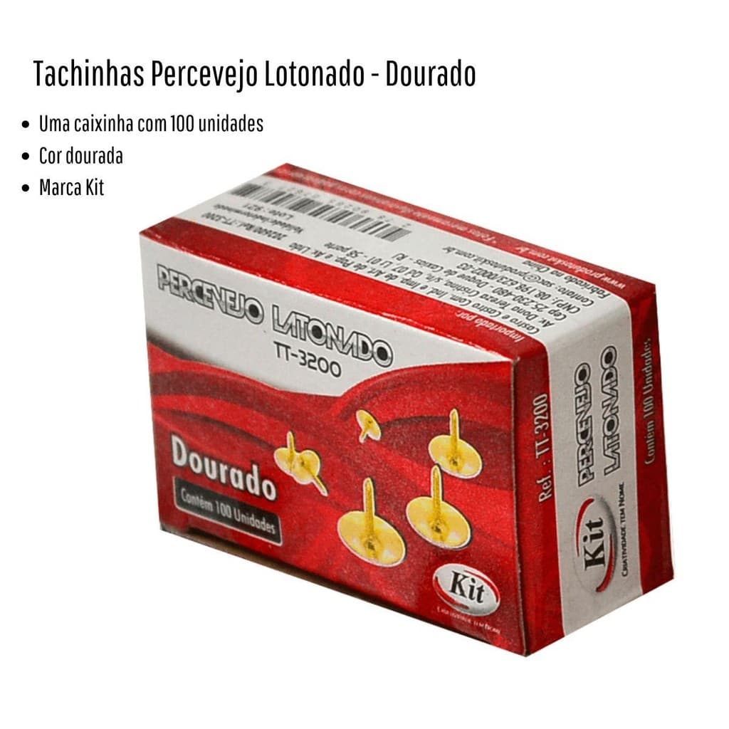 Tachinhas Percevejo Latonado Dourada com 100 Unidades - Kit