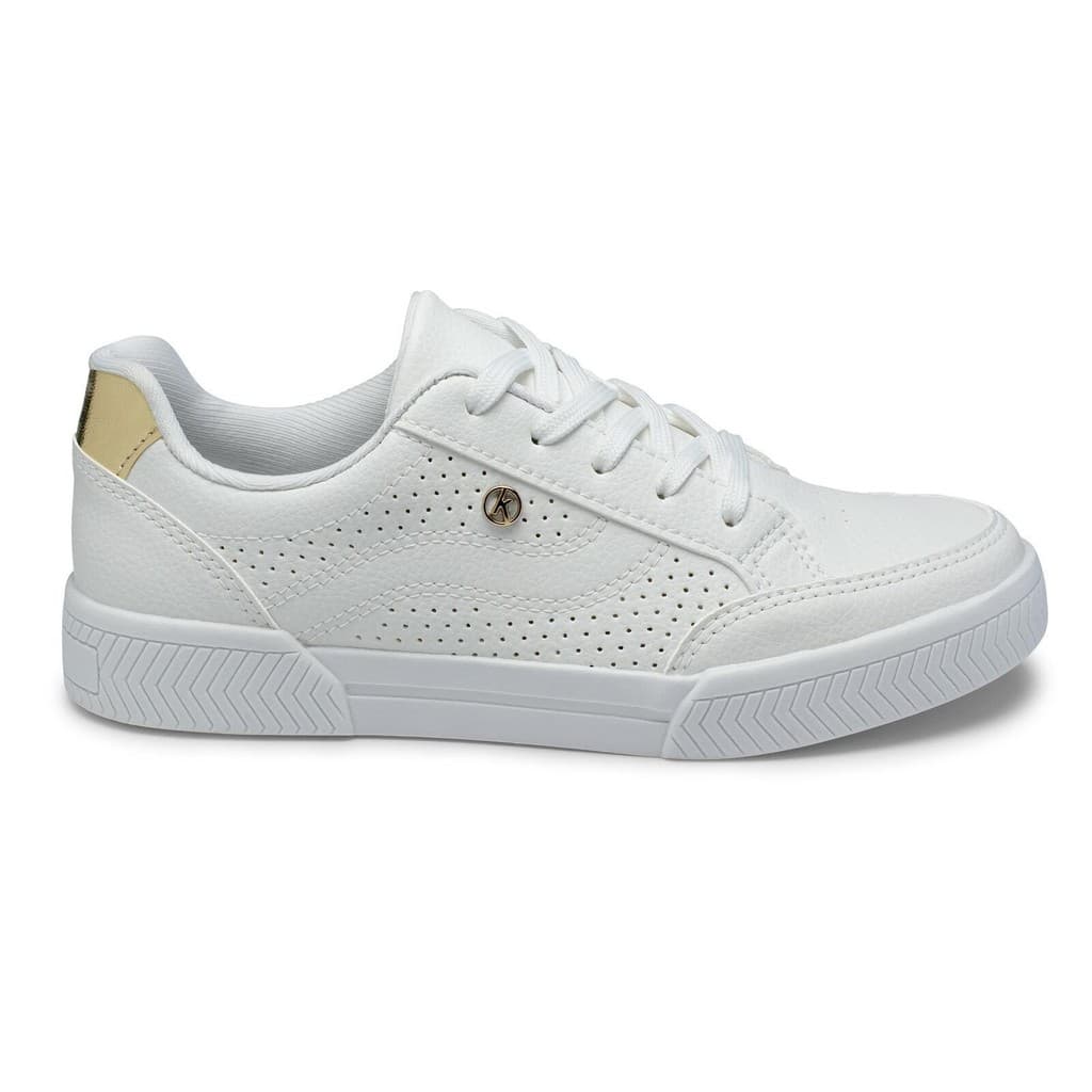 Tênis Feminino Kolosh Casual Branco Básico Detalhe Dourado C3001B