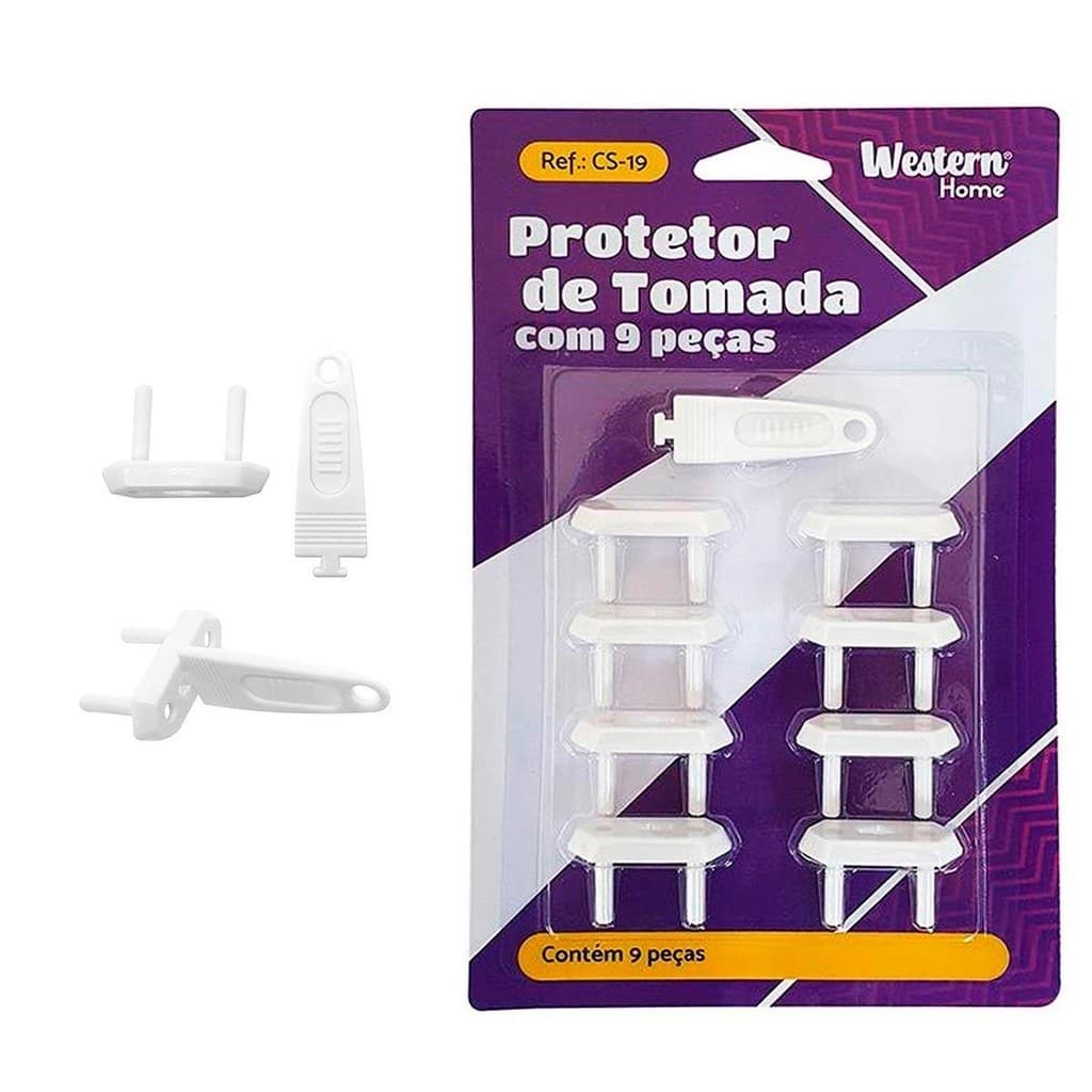 9 Protetor Tomada Bebe Segurança Contra Choque C/ Chave Inc