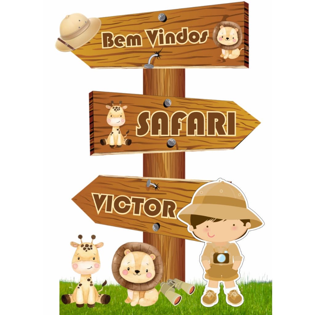 Display MDF de chão - Safari Menino (INFORME NOME  NO CHAT AO VENDEDOR)