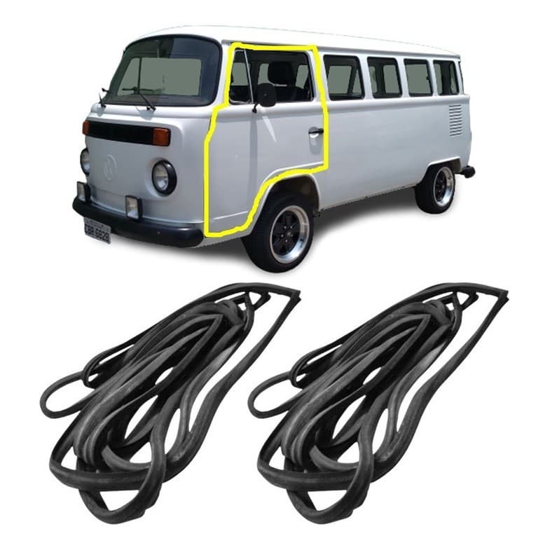 Kit Jogo 2 Borrachas Vedação Portas Dianteiras Kombi Clipper Modelos 1957 á 1997 Envio Imediato
