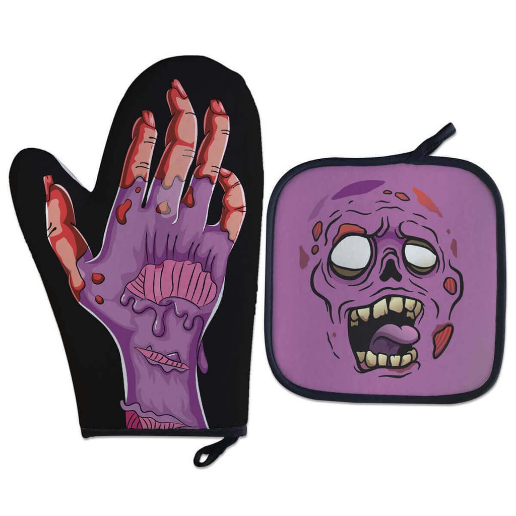 Kit Luva Térmica Geek Mão de Zumbi Cozinha Divertida