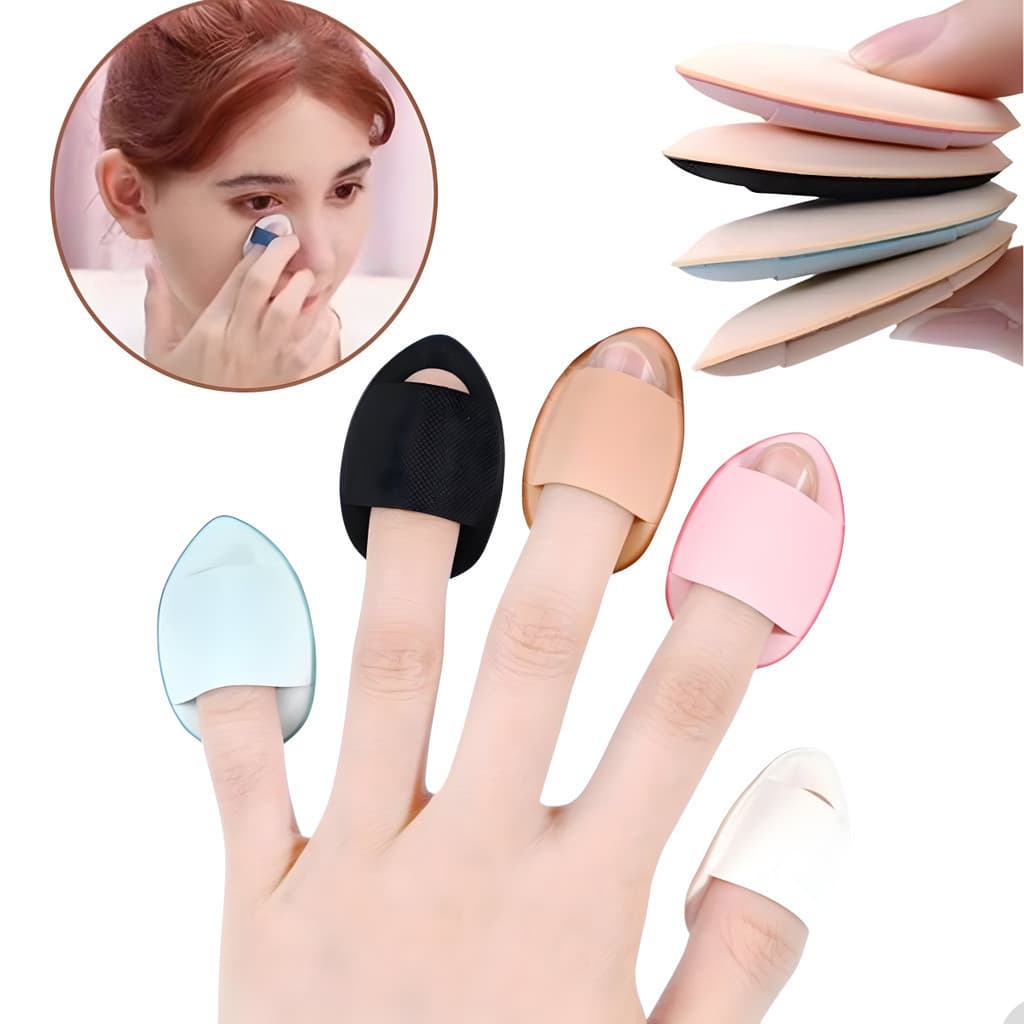 5 Mini Esponjas De Dedo Com Almofada De Ar Slim Puff Para Maquiagem