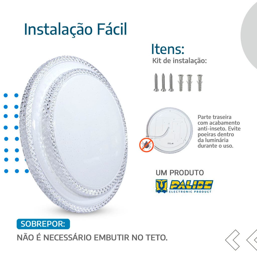 Plafon Cristal Led Sobrepor Luminaria Borda Infinita P/teto