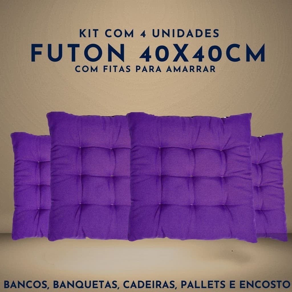 Kit 4 Futons Almofadas Cheia Grande Banco Cadeira Sofá Poltrona Pallet 40x40cm