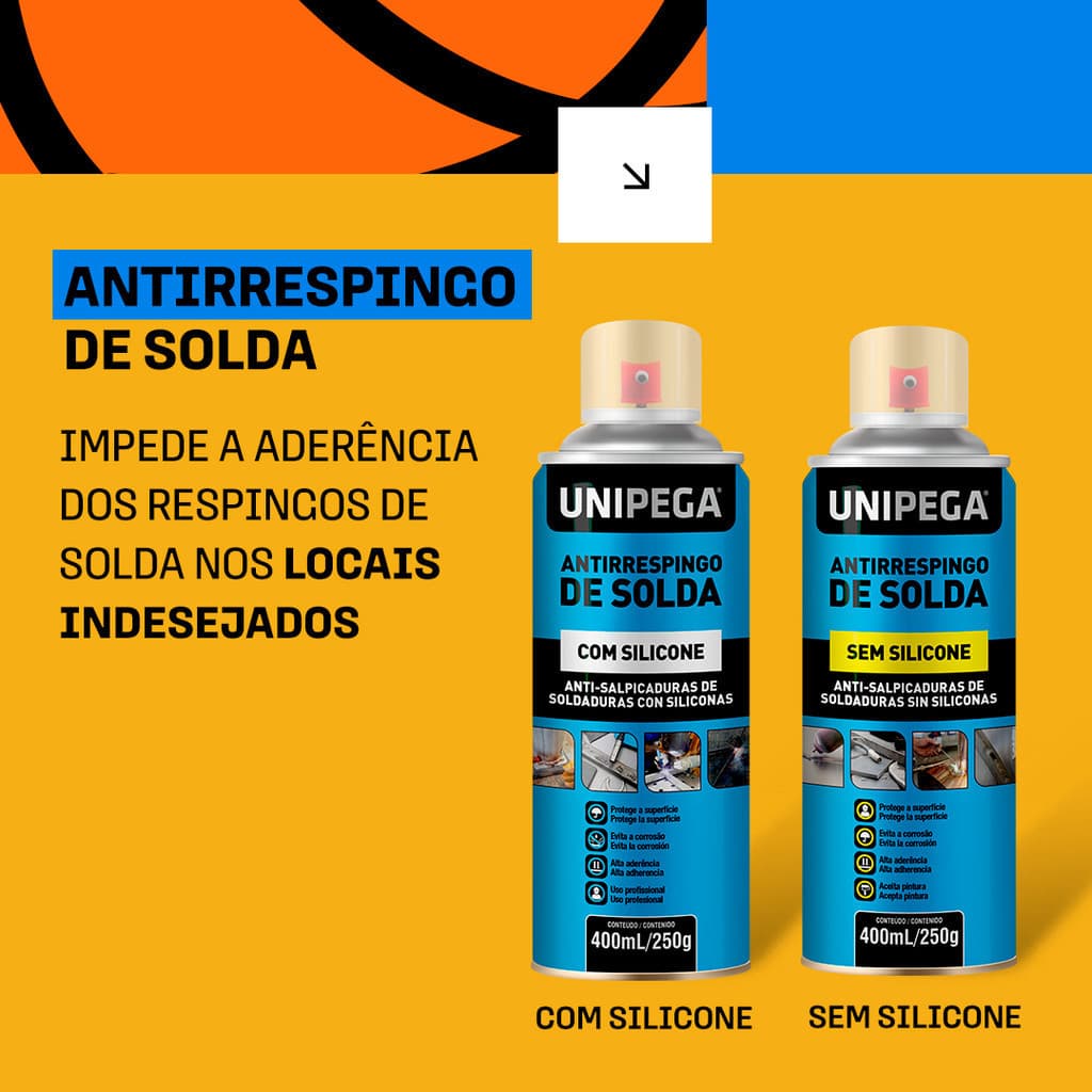 Anti Respingo De Solda Com e Sem Silicone 400ml Spray Anti Corrosão Unipega Profisssional Proteção