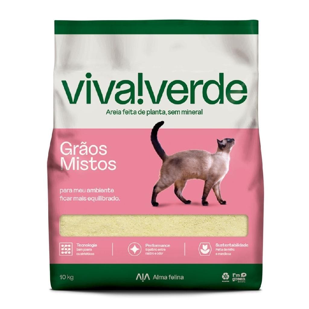 Areia Higiênica para Gatos Viva Verde Grãos Mistos - 10kg
