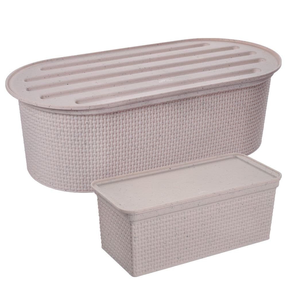 Kit porta pão com migalheira e porta torradas/biscoitos Tear Plasutil