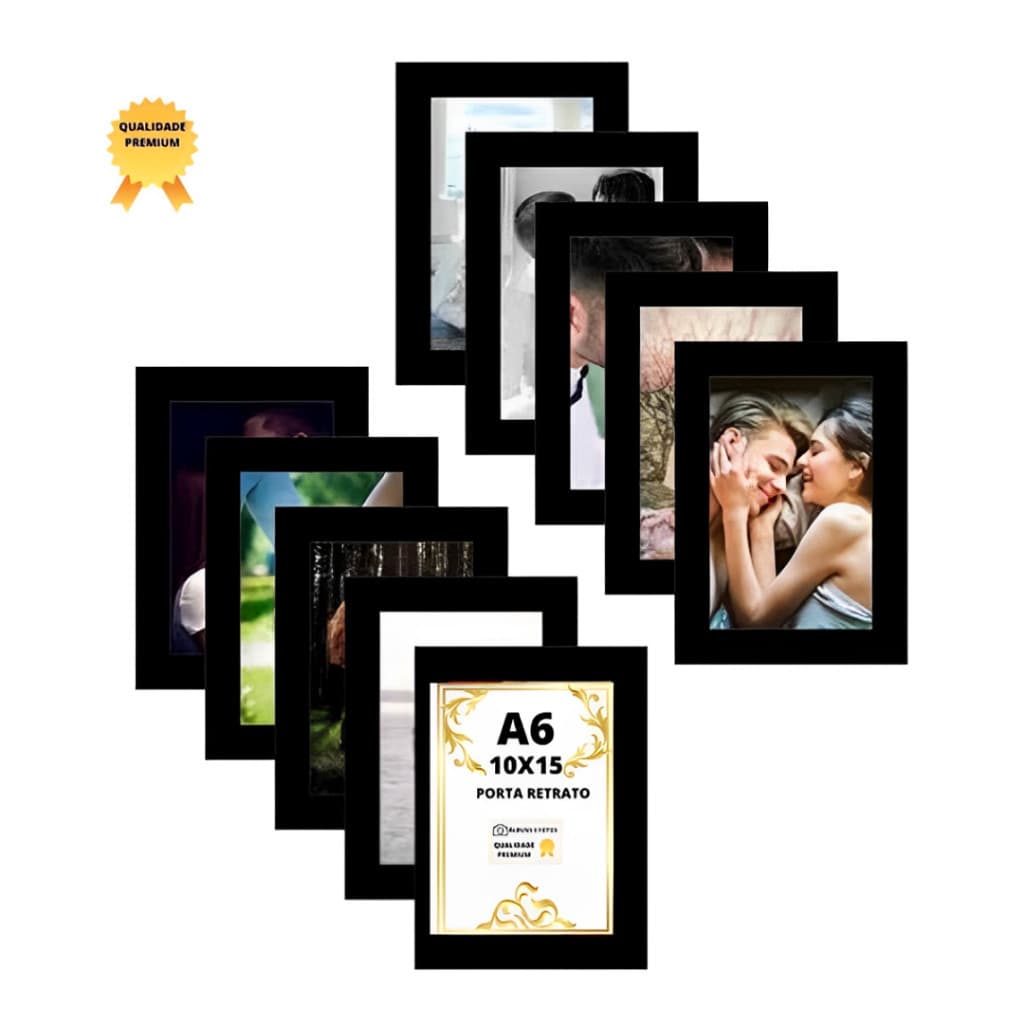 Kit 20 Porta-Retratos 10x15 cm – Moldura em Madeira Preto e Branco, Estilo Elegante para Decoração