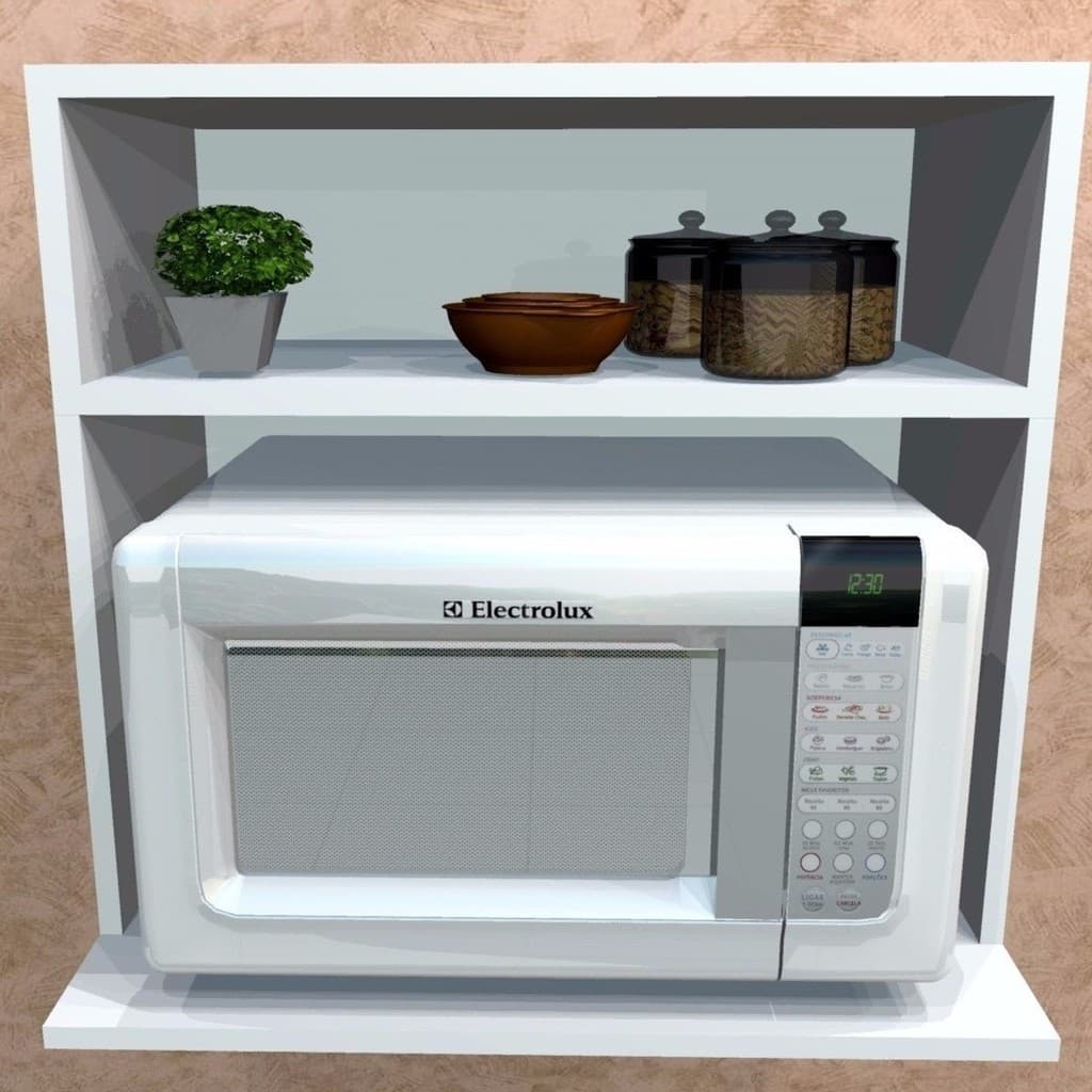 Suporte Microondas/forno Com Nicho Cor Branco Em 100 % Mdf
