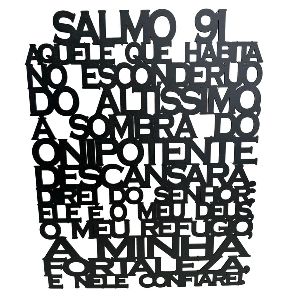 Quadro Oração Aplique De Parede Salmo 91 Quadro Mdf Preto
