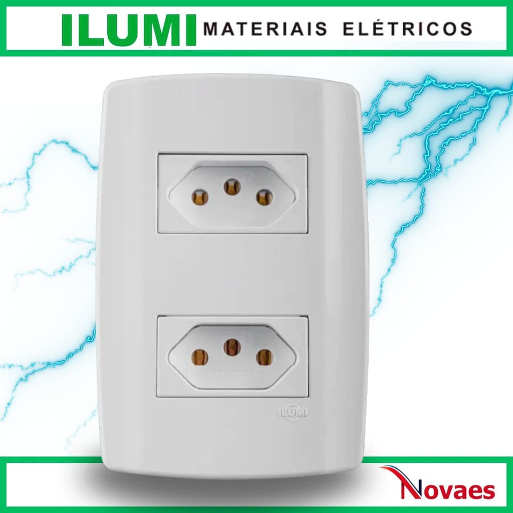 Tomada Dupla Ilumi Slim 10A 250V Monobloco 80120 Pino Fino